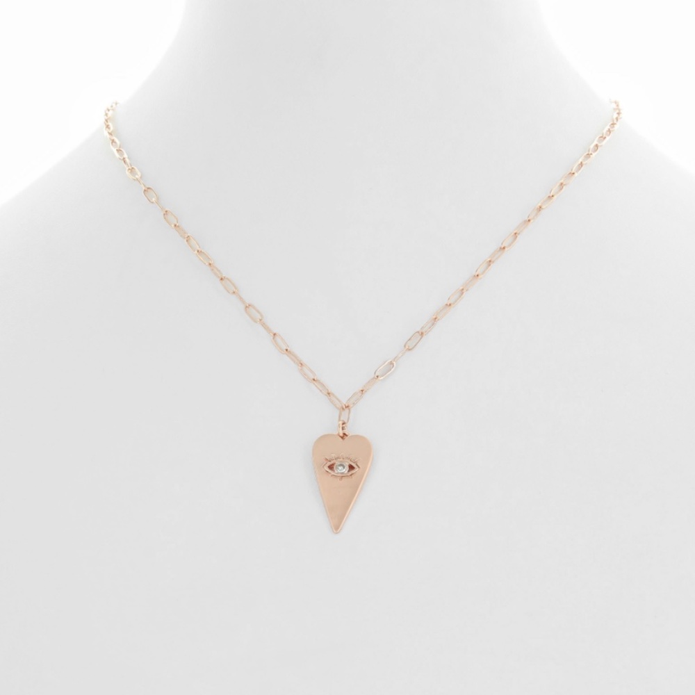 SOLD - Chic Paperclip Evil Eye Heart Choker Necklace - Picture 6 of 8